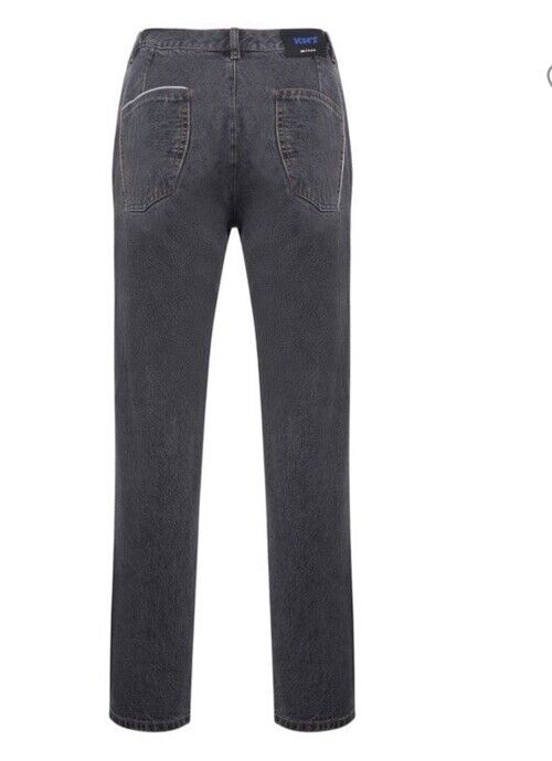 NWT $995 KNT BY KITON High Rise Straight Leg Jeans Pants DK Gray 36/52 Italy