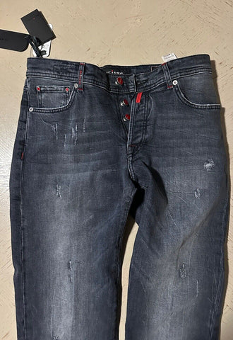 NWT $1695 Kiton Men Limited Edition Faded Jeans Pants Black 32 US/48 Eu