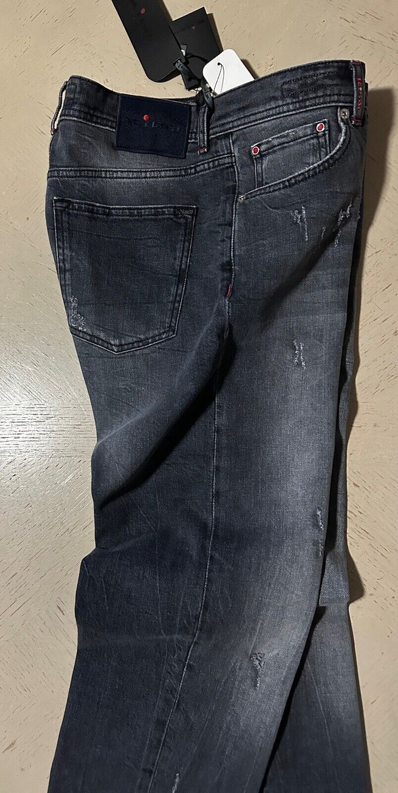 NWT $1695 Kiton Men Limited Edition Faded Jeans Pants Black 32 US/48 Eu