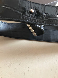 New $590 Roberto Cavalli Leather Women's Belt Size 44/80 Black Italy - BAYSUPERSTORE