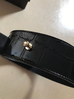 New $590 Roberto Cavalli Leather Women's Belt Size 44/80 Black Italy - BAYSUPERSTORE