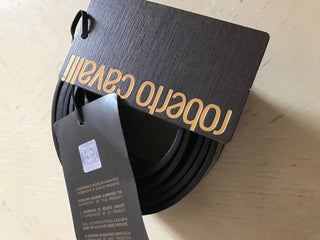 New $590 Roberto Cavalli Leather Women's Belt Size 44/80 Black Italy - BAYSUPERSTORE