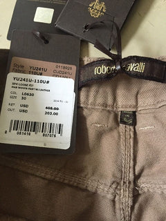 New $405 Roberto Cavalli Jeans Pants Men Brown Size 30 ( Measured 32 ) Italy