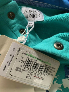 New $210 Armani Junior Boys Sweater Jacket Teal 10Y