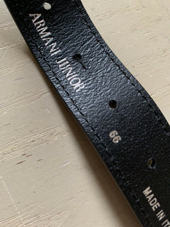 New $120 Armani Junior Boy Leather/Canvas Belt Black/Yellow M US ( 66 Eu ) Ita