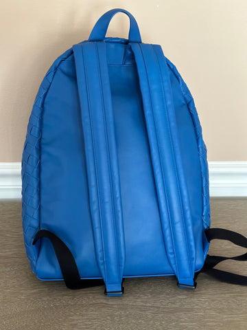 NWT $3200 Синий кожаный рюкзак Intrecciato Bottega Veneta, сделано в Италии 599634 