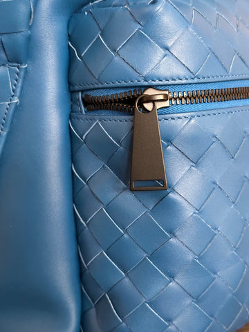 NWT $3200 Синий кожаный рюкзак Intrecciato Bottega Veneta, сделано в Италии 599634 