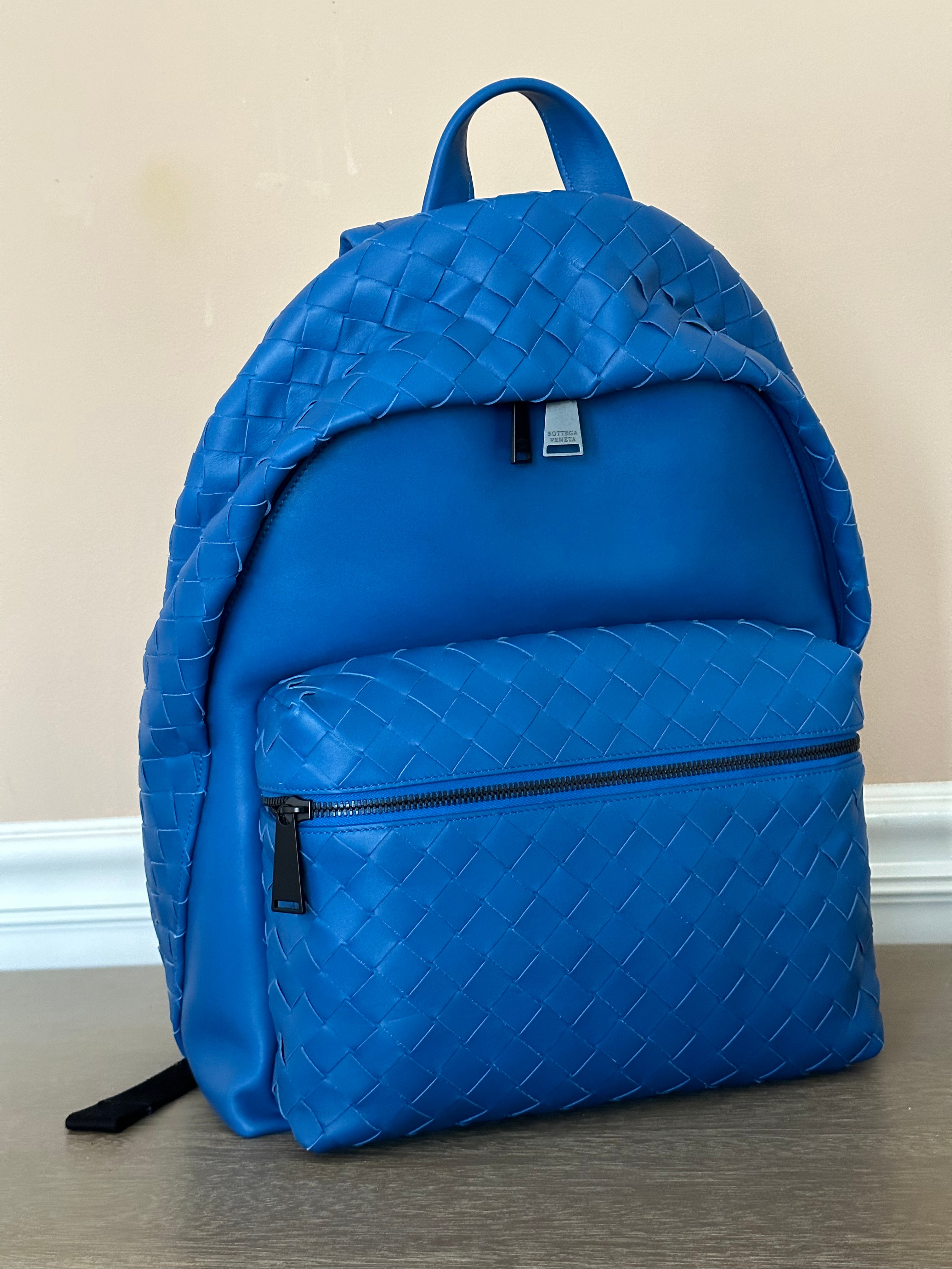 NWT 3200 $ Bottega Veneta Leder Intrecciato Rucksack Blau Hergestellt in Italien 599634 