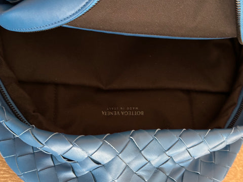 NWT $3200 Синий кожаный рюкзак Intrecciato Bottega Veneta, сделано в Италии 599634 