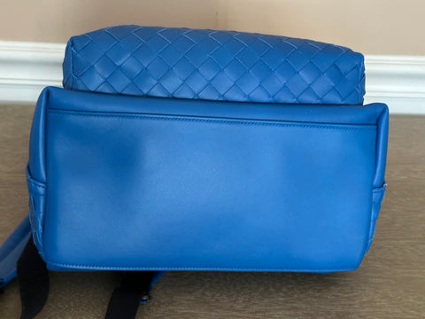 NWT $3200 Синий кожаный рюкзак Intrecciato Bottega Veneta, сделано в Италии 599634 