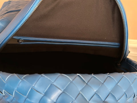 NWT $3200 Синий кожаный рюкзак Intrecciato Bottega Veneta, сделано в Италии 599634 
