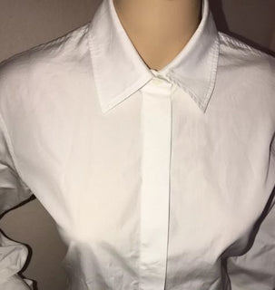 NWT $598 Gucci Women's Optical White Dress Shirt 44 Made in Italy - BAYSUPERSTORE