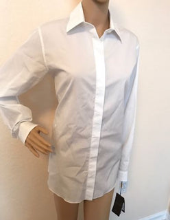 NWT $598 Gucci Women's Optical White Dress Shirt 44 Made in Italy - BAYSUPERSTORE